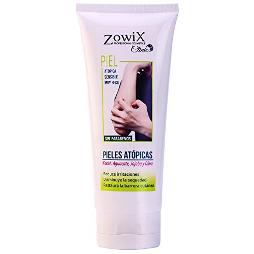 ZOWIX Crema para pieles atopicas, eczemas, psoriasis o dermatitis. Piel muy sensible, extraseca o con escamas. Crema Natural. Sin Parabenos. 200ml.