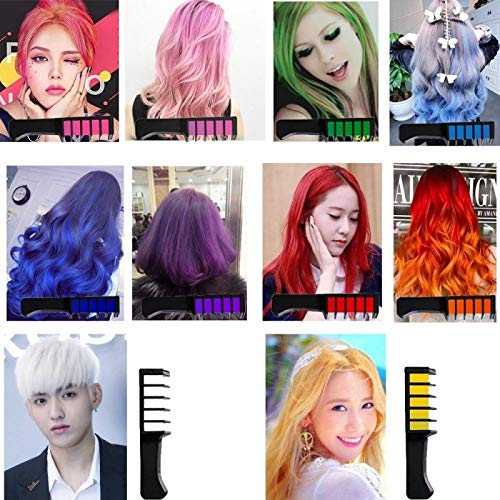 10 Colores Tiza de Pelo, Kalolary Hair Chalk Peine de tiza para el pelo, temporal, no tóxico, para niños, ideal para Navidad, cumpleaños, fiestas, regalos para niñas y niños a partir de 4 años