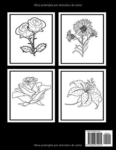 101 Flores-Libro de Colorear para Adultos: Hermosas flores para colorear | Páginas para colorear de narcisos, tulipanes, rosas, margaritas y una ... diseños de flores para una máxima relajación.