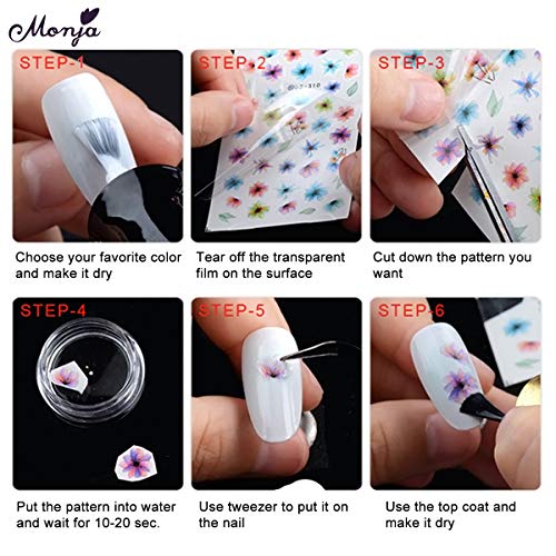 16 hojas Verano pegatinas para uñas Nail Art Stickers Plantilla Uñas Flor Frutal Hoja Estrella Hoja verde fruta océano Calcomanías Arte de Uñas Pegatinas