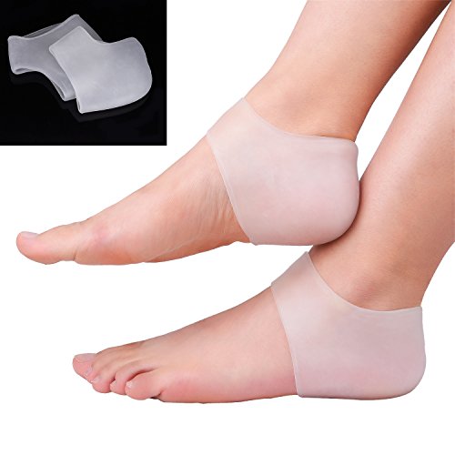 2 Pares Calcetines de Gel Silicona Calcetines Protector de Salón para Cuidado de Piel de Pies, Reducir Presión en Talón y Aliviar Dolor de Talón, 4 Piezas