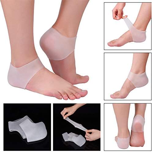 2 Pares Calcetines de Gel Silicona Calcetines Protector de Salón para Cuidado de Piel de Pies, Reducir Presión en Talón y Aliviar Dolor de Talón, 4 Piezas