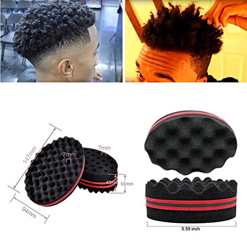 2 piezas esponja para el cabello para rizos, hombres, mujeres, niños, peluquero, cepillo para el cabello, esponja, rastas, bloqueo, giro, rizo, rizo, onda, herramienta para el cuidado cabello, esponja