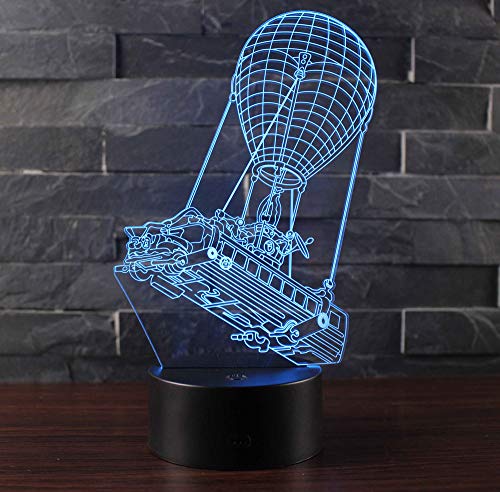 3D Lámpara óptico Illusions Luz Nocturna, CKW 7 Colores Cambio de Botón Táctil y Cable USB para Cumpleaños, Navidad Regalos de Mujer Bebes Hombre Niños Amigas (Balloon)