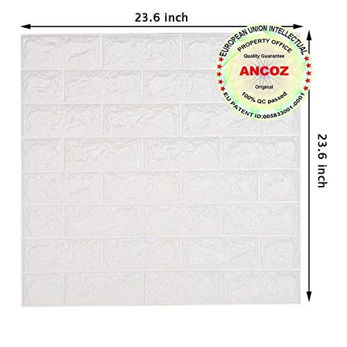 3D Papel Pintado ladrillo Blanco,Pegatinas de Pared de ladrillo de imitación, DIY Etiqueta engomada de la Pared Adhesivo Decorativo a Prueba de Agua Wallpaper Pared de la Pared 60x60 cm (20 PCS)