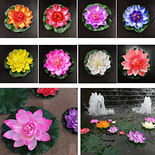 8 Piezas Lirio Agua Artificial Flotante Estanque, a Prueba de Agua Flor Loto para Los Amantes y Los Niños, Se Aplica a San Valentín día de la Boda Acuarios Decoración(8 Color)