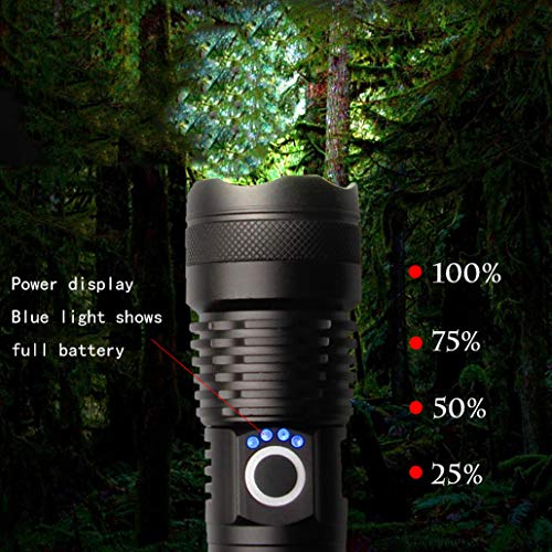 90000 Lumens Strong Light Flashlight USB Charging Super Bright Long-Range 5000 Multi-Function Power Display Zoom Night Fishing Outdoor 18650 Or 26650 Rechargeable Battery Tactical Flashlight