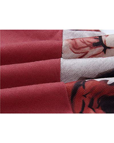 ABRAVO Mujer Sudadera con Capucha Manga Larga Jerséis Sueltos Sudadera con Estampado la Camiseta Otoño Invierno Mujer Chándal (S, Rojo)