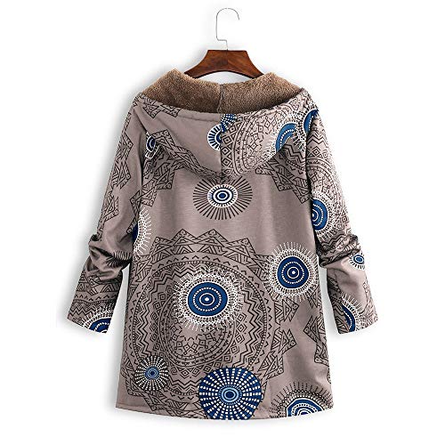 Abrigo De Invierno Mujer Libre Abrigos para Mujer Rebajas Talla Grande Abrigo con Capucha De Manga Larga Vintage Cremallera Señoras Abrigos con Bolsillos Gruesos De Lana riou (2-Khaki, M)