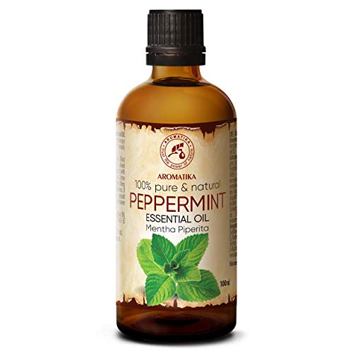 Aceite Esencial de Menta 100ml - Mentha Piperita - India - 100% Puro y Natural - Aceites Esenciales de Menta para Alivio del Estrés - Sauna - Relajación - Spa - Difusor Aromático - Lámpara de Aroma