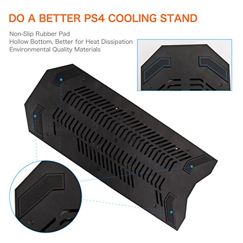 Actualizada FlexDin [2 en 1] PlayStation 4 Slim / Pro Soporte Vertical Base para PS4 Slim / PS4 Pro con Ventilador Dual y 3 USB, Estación de Cargador para Mando DualShock 4 PS4 (No para PS4 Clásico)