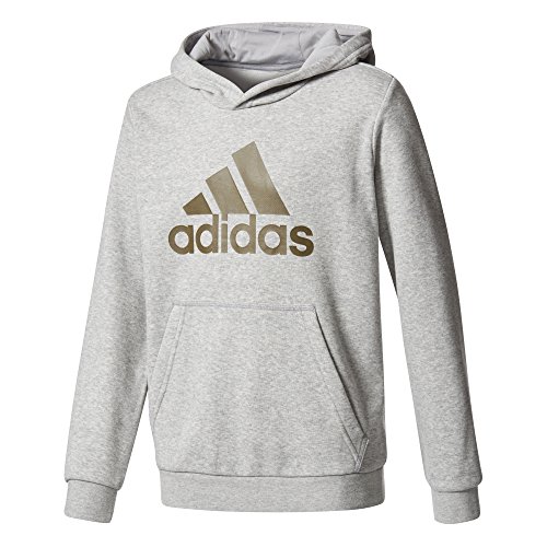 Adidas Yb Logo Sudadera Niño, Gris (Medium Grey Heather/Trace Olive), 128