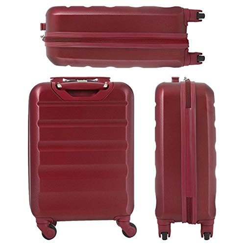 Aerolite ABS Maleta Equipaje de Mano Cabina rígida Ligera con 4 Ruedas, 55cm, Vino Rojo