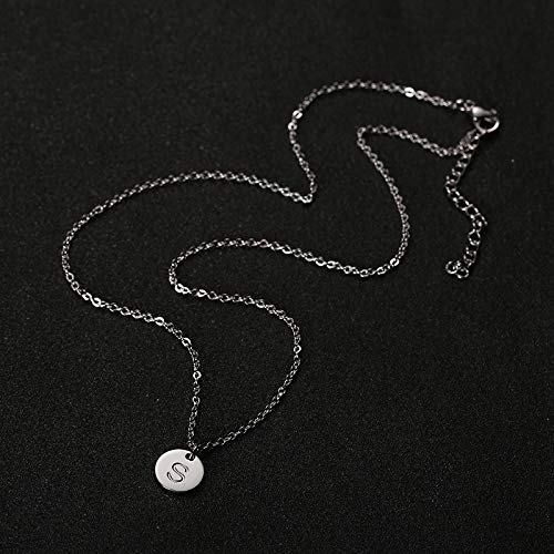 AFSTALR Colgantes Iniciales Mujer Plata Collar Letras B con Corazón Nombre Redondo Personalizado Letras Joyería Regalo de Cumpleaños