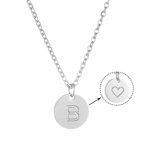 AFSTALR Colgantes Iniciales Mujer Plata Collar Letras B con Corazón Nombre Redondo Personalizado Letras Joyería Regalo de Cumpleaños