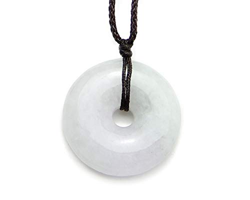 Agathe Creation JCA140520-09 - Collar con colgante chino de la suerte, piedra de jade blanco natural (categoría A)
