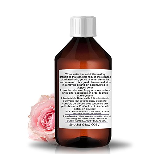 Agua Floral Puro Ecológico Hidrolato de Rosa ORGÁNICO Piel Sensible/Piel Madura 500 ml