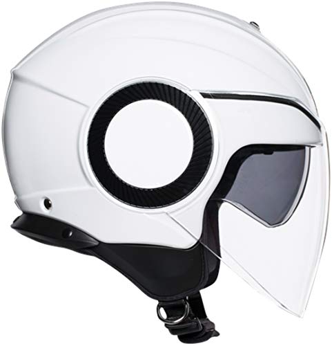 AGV Abierto E2205 Orbyt Solid Casco Moto Jet, Hombre, Blanco Perla, S