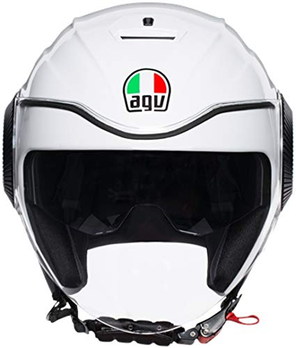 AGV Abierto E2205 Orbyt Solid Casco Moto Jet, Hombre, Blanco Perla, S