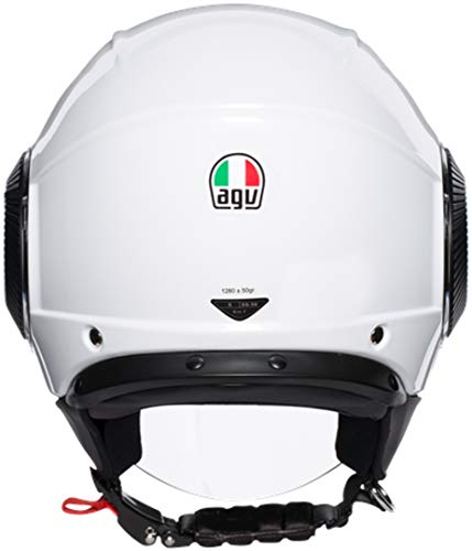 AGV Abierto E2205 Orbyt Solid Casco Moto Jet, Hombre, Blanco Perla, S