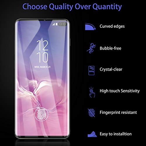 AICase Protector de Pantalla para Samsung Galaxy S10 Plus,Trabajar con ID de Huella Digital,Cristal Templado UV de Cobertura para Samsung Galaxy S10 Plus (1 Pieza)