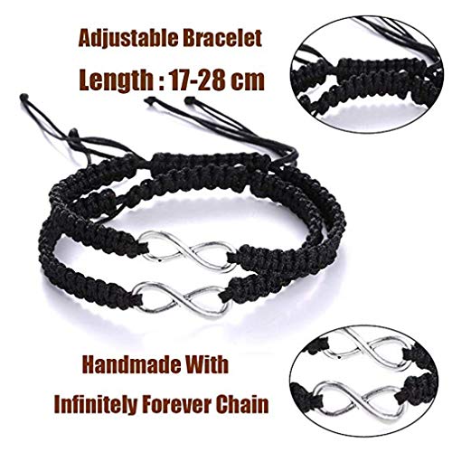 AidShunn Pulseras Infinito Trenzado Artesanal Trenzado Ajustable para Hombres Mujeres Amistad Familia Pareja 2 Unids