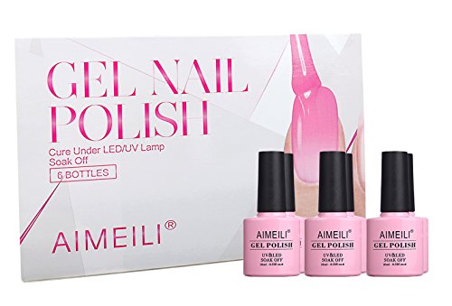 AIMEILI Esmaltes Semipermanentes de Uñas en Gel UV LED, Kit de Esmaltes de Uñas Esmaltes en Gel Uñas UV LED Pintauñas Permanente Gel de Uñas Semipermanente Soak Off 6 Colores 10ml - Set 24