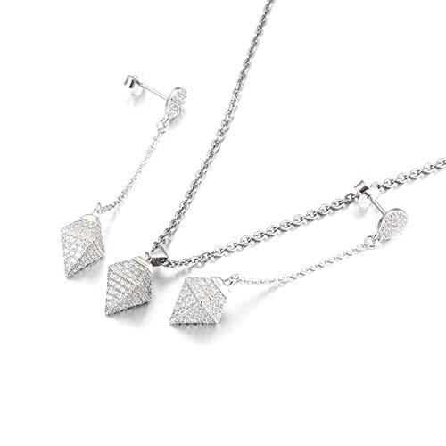Aimsie Juego de joyas para mujer, pendientes y collar, S925 plata geométrica Pirámide joyas