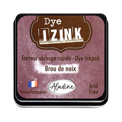 Aladine Izink Dye Brou de Nueces – Tinta de Secado rápido para Sellos y Plantillas – Scrapbooking y Carteria Creativa – Tinta Francesa – Talla M – 5 x 5 cm – Color Marrón