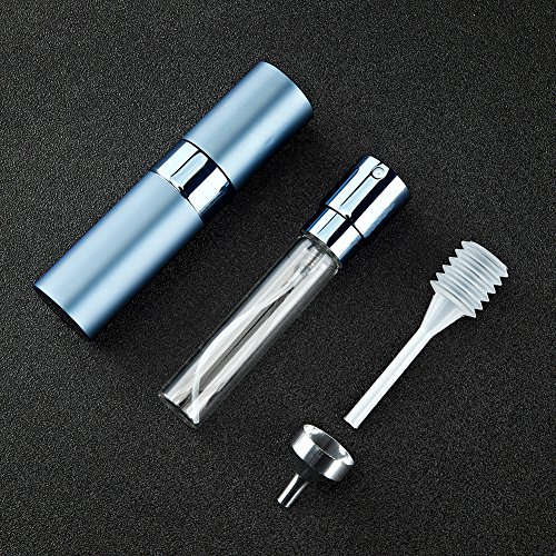 Aluminio 8ml Atomizador Perfume Recargable, Perfumador Dispensador, Botellas de Viaje, Spray Pulverizador Pequeño para Colonia (Azul Mate)