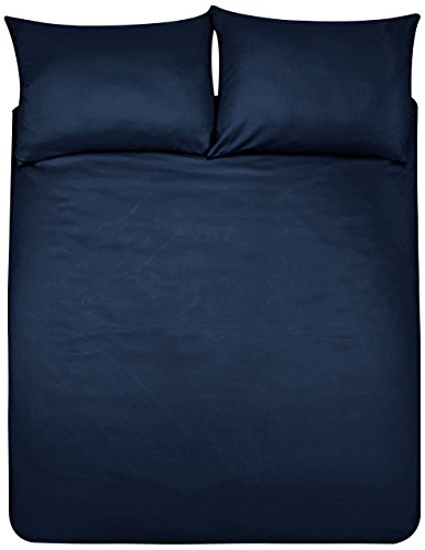 AmazonBasics - Juego de fundas de edredón y de almohada de microfibra, 230 x 220 cm + 2 fundas 50 x 80 cm - Azul marino