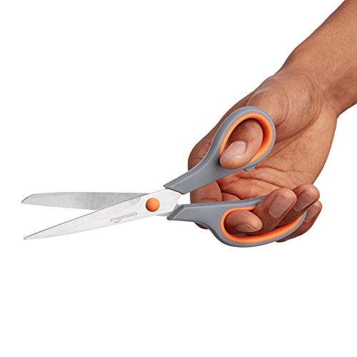 AmazonBasics - Tijeras con mango suave y cuchilla de titanio (20 cm, pack de 1)