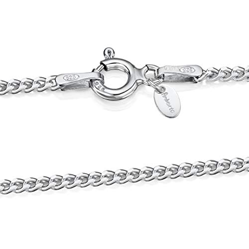 Amberta® Joyería - Collar - Fina Plata De Ley 925 - Cadena de Frenar - 1.5 mm - 40 45 50 55 60 70 80 cm (45cm)