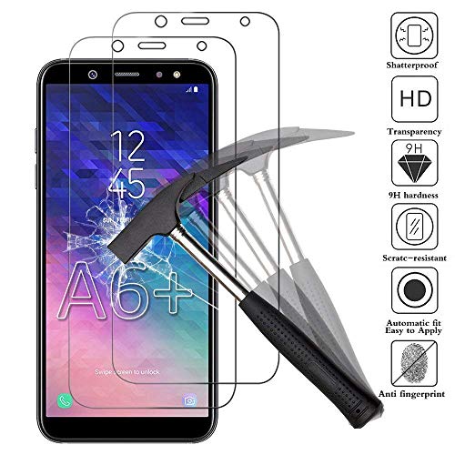 ANEWSIR [2 Pack Protector de Pantalla para Sumsung Galaxy A6 Plus 2018, Cristal Templado para Sumsung Galaxy A6 Plus Protector de la Pantalla - Ultra Resistente Dureza 9H Anti-Burbuja Alta definición