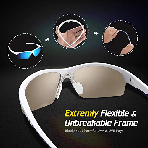 Avoalre Gafas de Sol Polarizadas Deportivas Gafas para Hombre y Mujer TR90 irrompible 100% Anti UVA y UVB, Super Cómodo para Ciclismo Pesca Correr Motocicleta Escalada, Azul