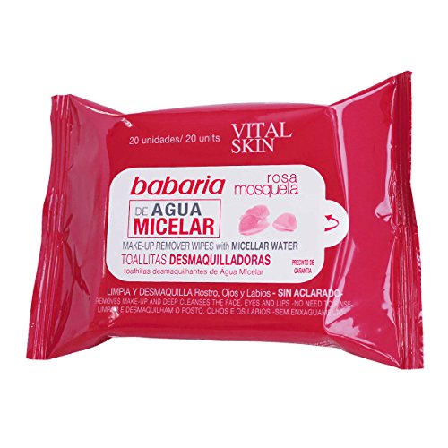 Babaria Toallitas Desmaquilladoras Agua Micelar Vital Skin Rosa Mosqueta - 20 Unidades