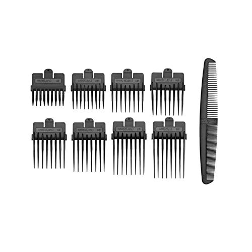 BaByliss E695E Maquina de Cortar el Pelo con Cable, Cuchillas Profesionales de 45 mm de Acero Inoxidable, 8 Guías de Corte de 0.5 mm Hasta 25 mm, Peine Incluido