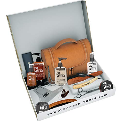 ✮ BARBER TOOLS ✮ Kit/Set/Estuche de arreglo y cuidado de la barba y afeitarse | Cosmético Made in French