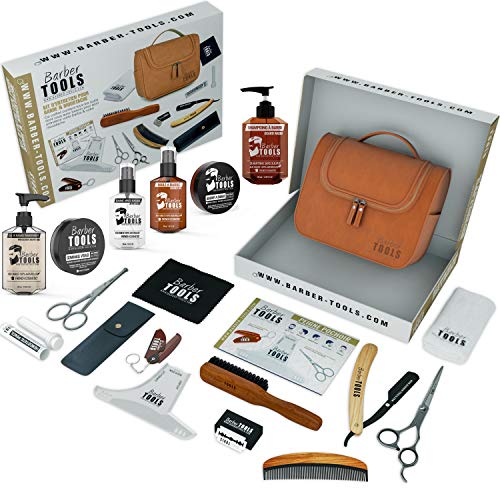 ✮ BARBER TOOLS ✮ Kit/Set/Estuche de arreglo y cuidado de la barba y afeitarse | Cosmético Made in French