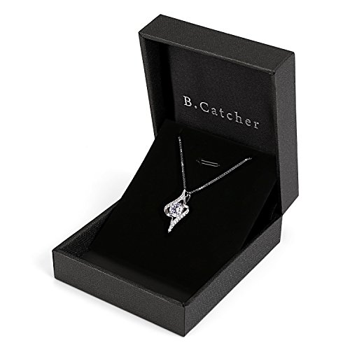 B.Catcher Mujer Collar Plata de Ley 925 con circón ''Eres el amor de mi vida'' con Para Regalo San Valentín Originales Cadena 45cm Longitud