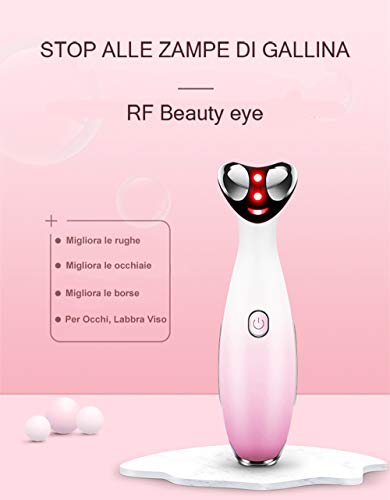 Beauty Eye - Masajeador de contorno de ojos con calor profesional, masajeador de ojos, atenuación de arrugas, bolsas y ojeras. Tonificador facial de labios y cuello para hombre y mujer (blanco rosa)