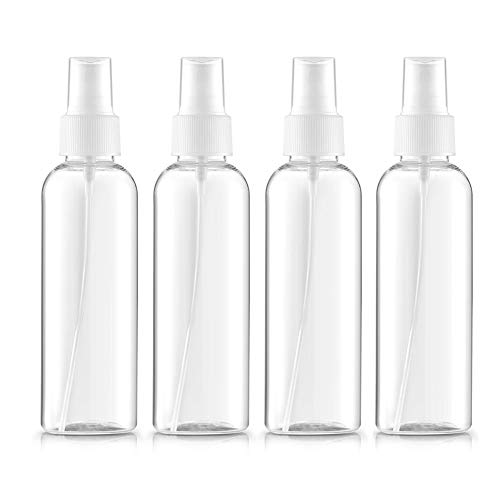 Beito 4pc Bote Spray Botella de Aerosol Vacío Plástico Transparente Niebla Fina Atomizador de Viaje Conjunto de Botellas (100 ML)