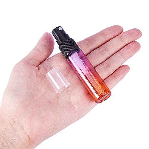 BENECREAT 9 Pack 10ml Botella de Vidrio Pulverizador de Aceites Esenciales Equipado con Cubiertaa Set de Color de Arco Iris, Anti-Volátil