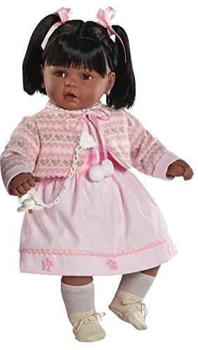 Berbesa - Baby dulzona Negrita llorona, muñeca con Vestido Rosa (80261N)