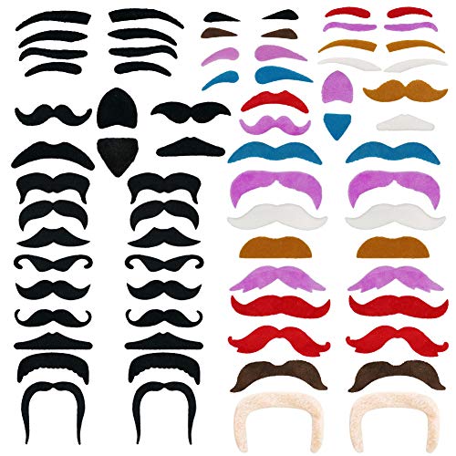 Bigotes Postizos Moustache Party bigote falso cejas novedad disfraz bigotes para fiesta rendimiento mascarada multicolor varios estilos - 60 piezas