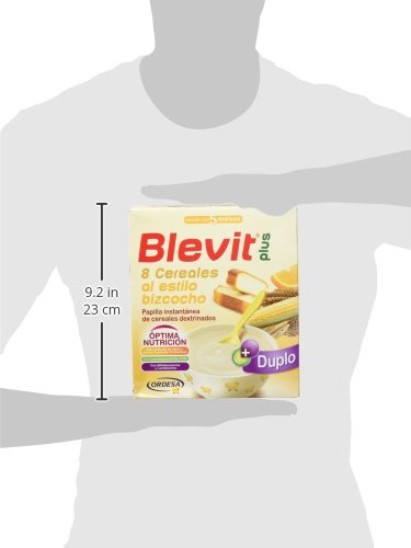 Blevit Plus Duplo 8 Cereales Al Estilo Bizcocho, 1 unidad 600 gr. A partir de los 5 meses.