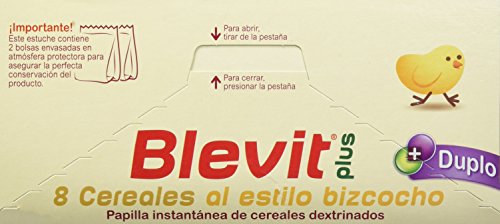 Blevit Plus Duplo 8 Cereales Al Estilo Bizcocho, 1 unidad 600 gr. A partir de los 5 meses.