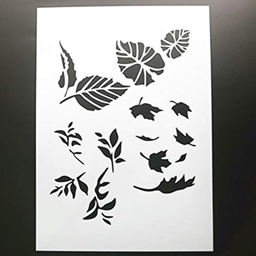 BLUGUL 9pcs A4 Plantillas de Dibujo, para Manualidades Decoración Pared Mueble Ventana Aerógrafo, con Varias Flores y Hojas, árbol Hoja de Arce Peonía Lirio de Agua