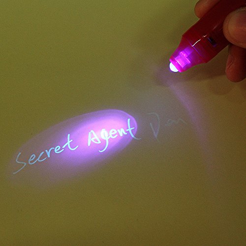 Bolígrafo de tinta invisible, lápiz espía MALEDEN con rotulador mágico de luz UV para mensajes secretos y fiestas