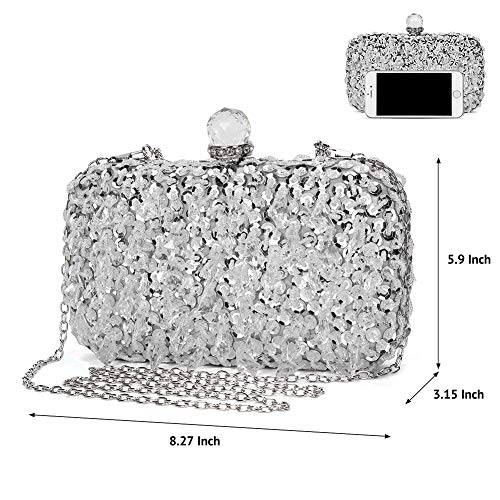 Bolso de Noche Embrague con Lentejuelas y Glitter Rhinestone Clutch Hechos a Mano Billetera Monedero del Banquete Fiesta Boda